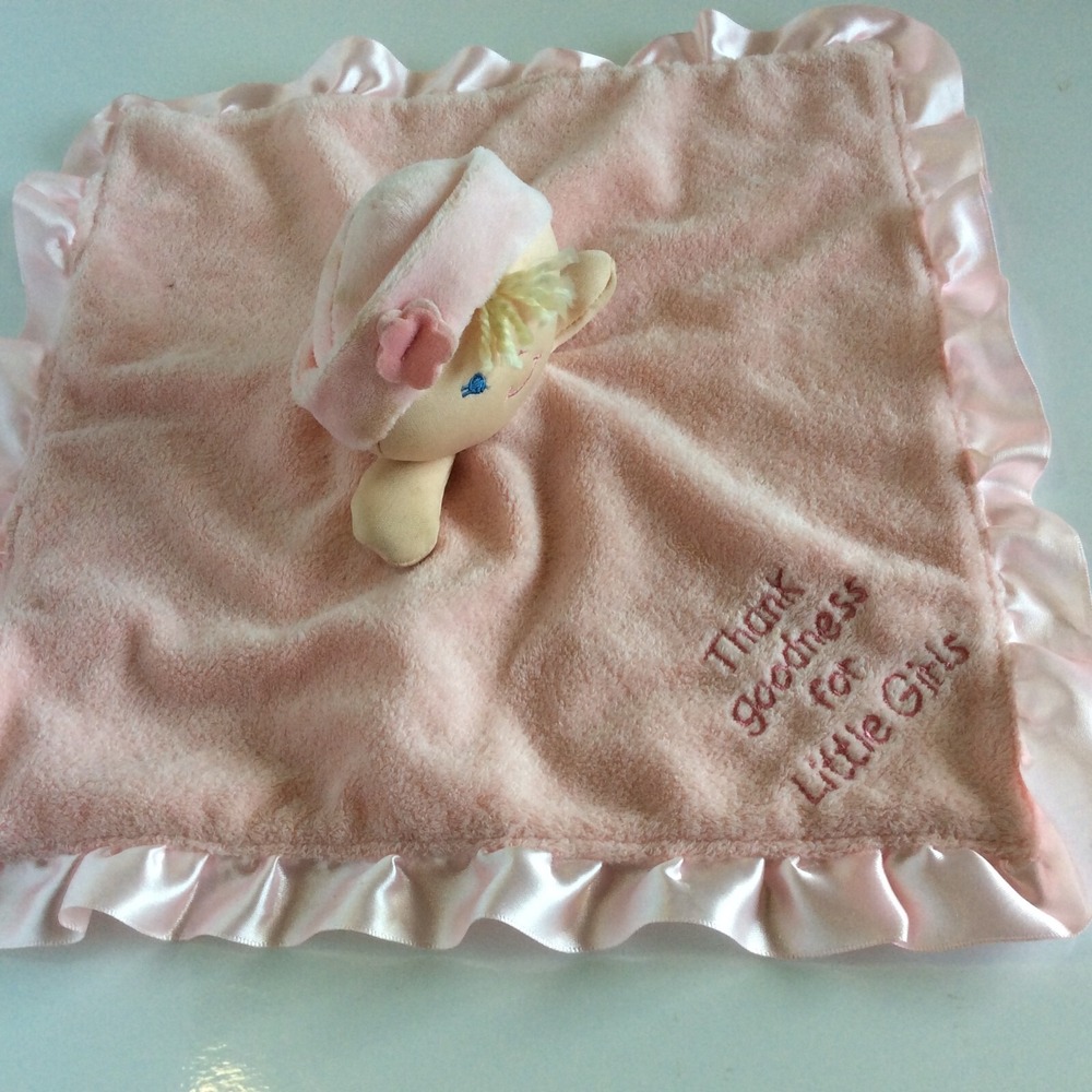 Kids Preferred Lovey Baby Security Blancket Plush Doll Girl Pink Satin Edge